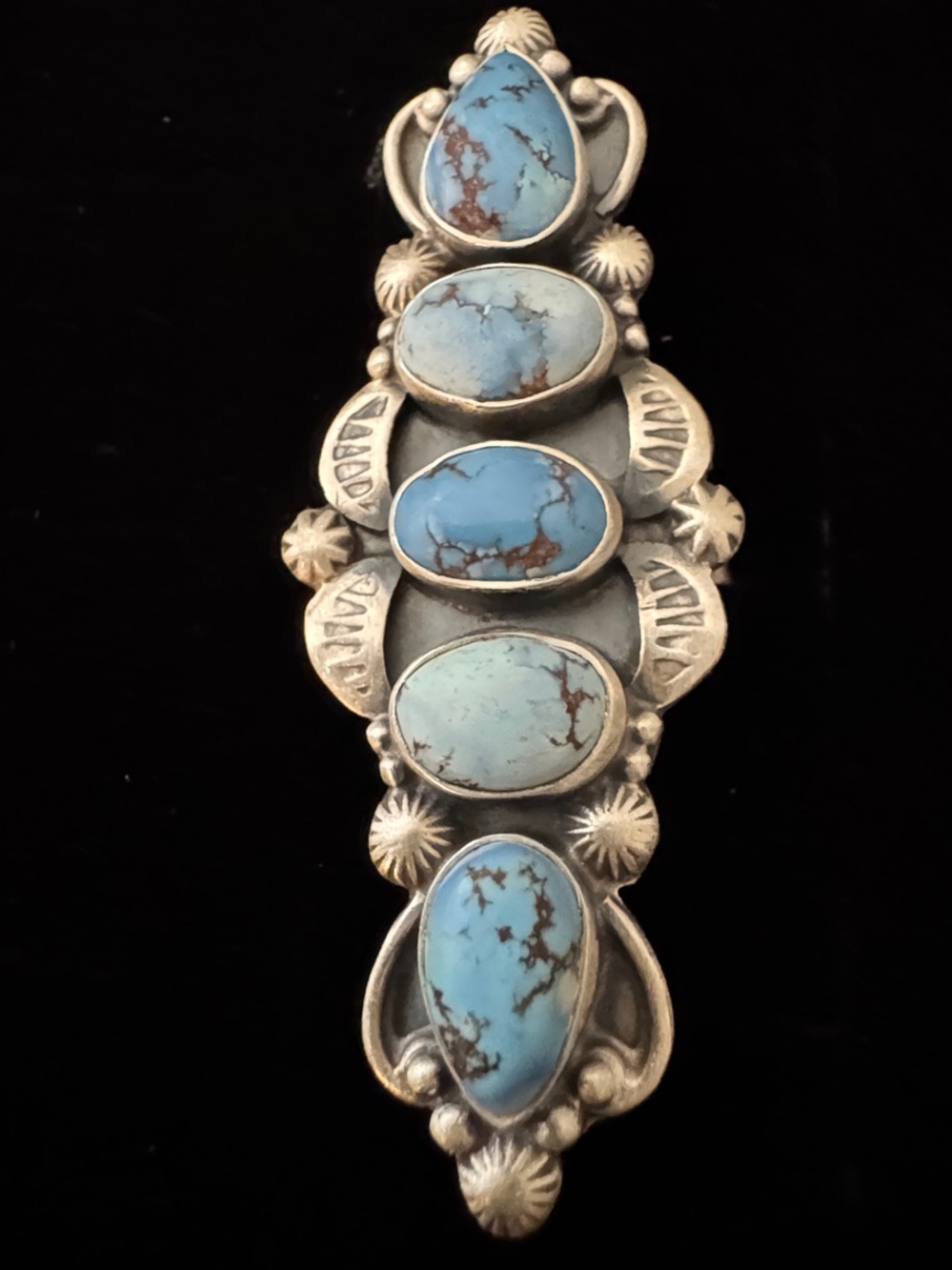 Handcrafted genuine, white water Turquoise Stone Silver Statement Ring - Blue